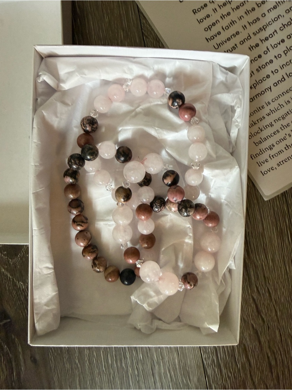 Rose Quartz and Rhodonite Stone Beaded 
for a Mom and 2 daughters
